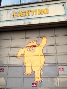 The mascot for Hippo Hardware. Hippos of all sizes & materials are displayed throughout the store.