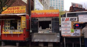 Food carts are everywhere. These are right next to Mother's Bistro.