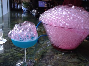The bar and restaurant Bambuddha serves up unique cocktails including this blue one topped with bubbled hibiscus.